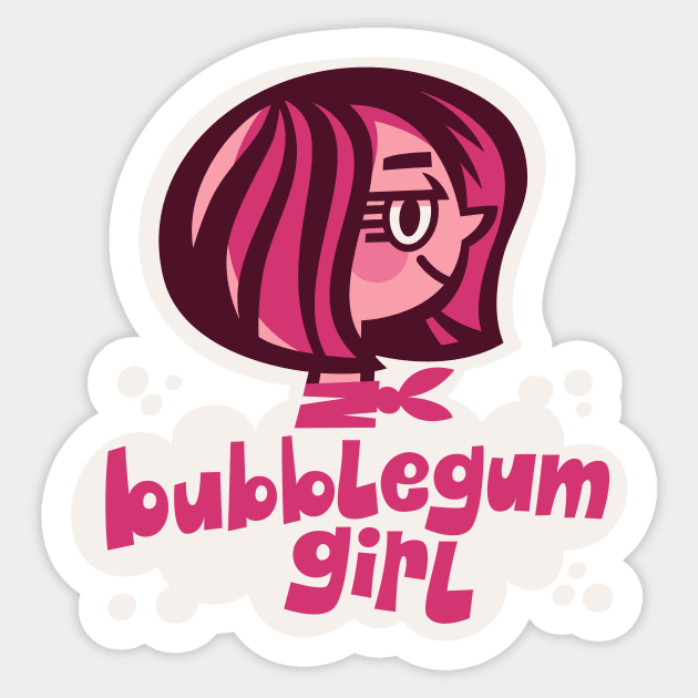 bubblegum girl Sticker by Jon Kelly Green Shop